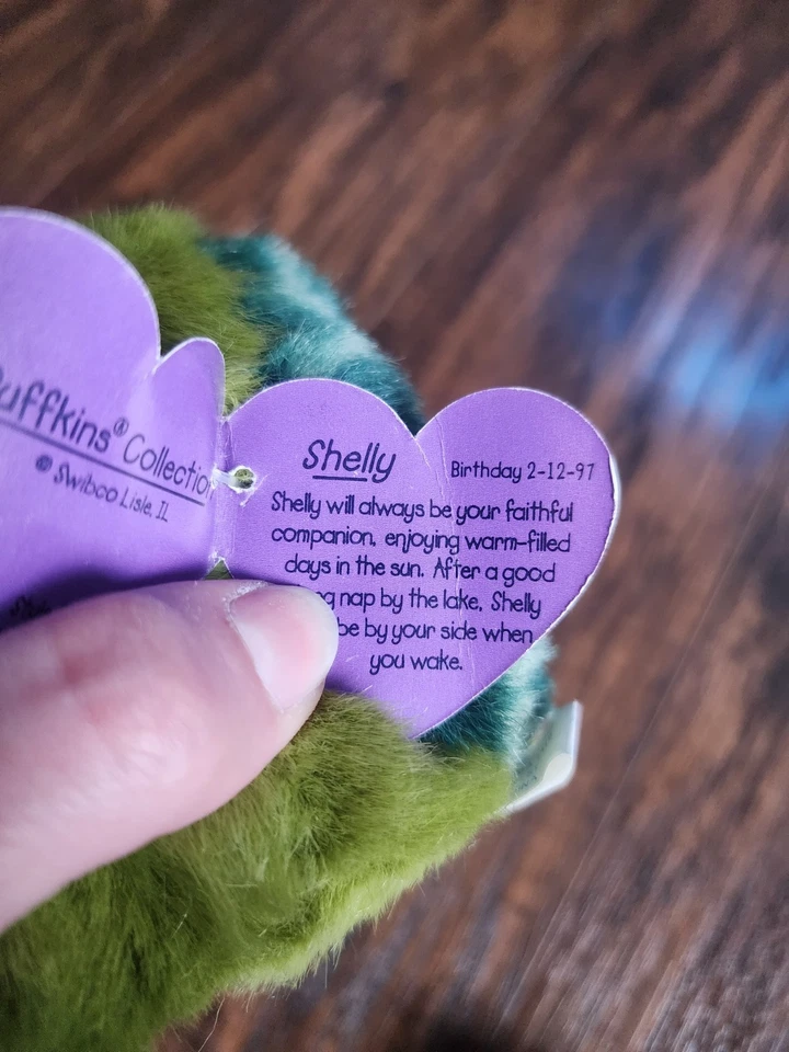 PUFFKINS by Swibco, "SHELLY" Turtle Tortoise, Vintage 1997, Plush Toy, W Tags - Image 4 of 4