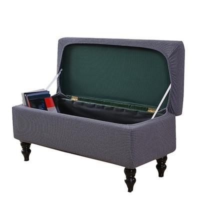 Storage Ottoman Bench Slipcovers Footrest Stool Dark Gray