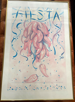 希少❗️【ARTISTS' INVITATIONS 1965-1985】アート Rare Vintage Fiesta 1990 San Antonio Texas Poster Art Print Framed