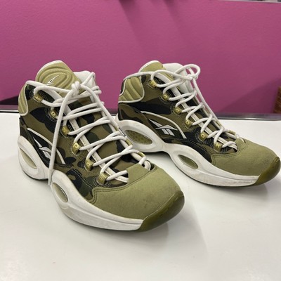 Reebok Question Mid Bape Camo Mens Size 9.5 Olive Green White