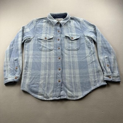 Outerknown Blanket Shirt Womens XS/S Blue Plaid Flannel Button Up Heavyweight