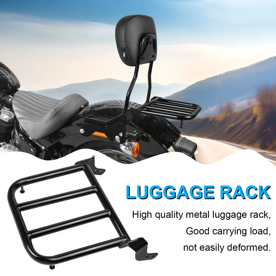 Rear Backrest Sissy Bar with Luggage Rack For Harley Softail FLHC FXBB FXST 18+ - Image 4 of 4