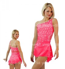 Ice Figure Skating Dress Rhythmic Gymnastics Twirling Competition pink
