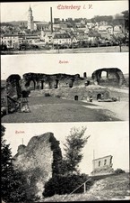 Ak Elsterberg an der Weißen Elster Vogtland, Gesamtansicht, Ruine - 3862247