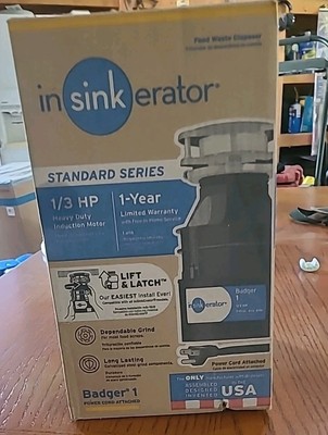 InSinkErator Garbage Disposal Badger 1 Standard Series 1/3 HP Continuous Feed