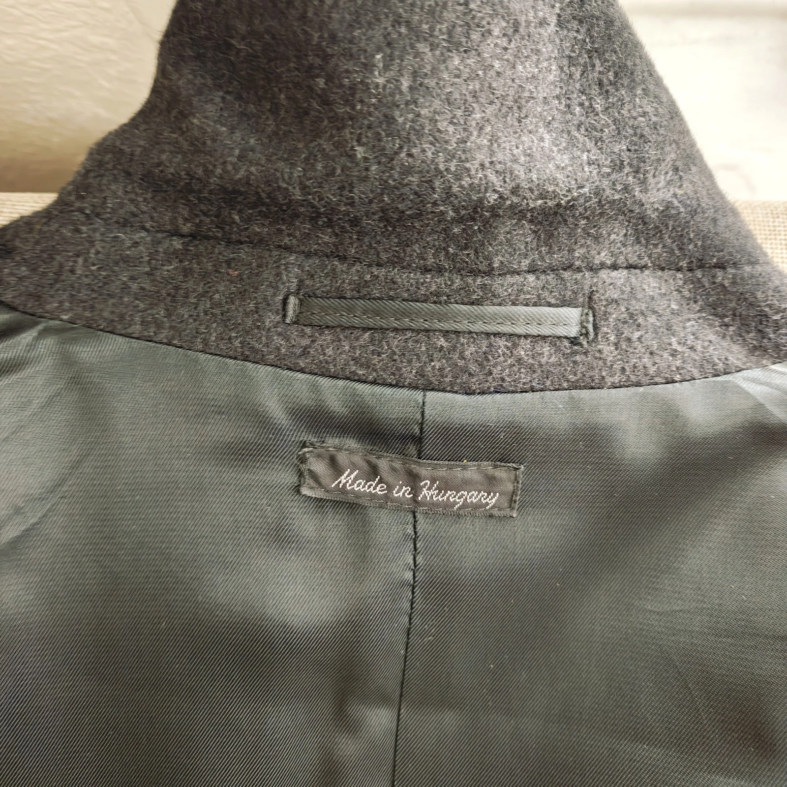 Vintage 90s Stafford Mens 100% Wool Overcoat Size 50L Charcoal Single-Breasted image 20