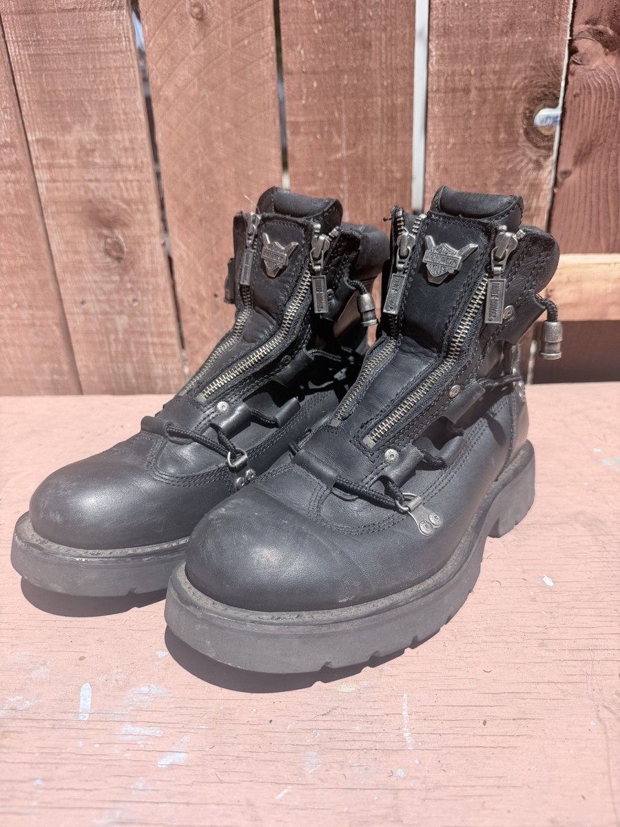 Harley‑Davidson Men’s Black Leather Lace‑Up Motorcycle Biker Boots Size 9.5 Harley Davidson 98403 Black Buckle Leather Motorcycle BOOTS  main image 3