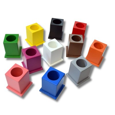 Farbige Montessori Stiftständer 11er Set Holz Stifthalter Kinder Ordnungssystem