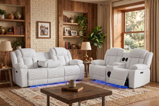 Zeus Fabric Electric Recliner 3+2 Seater Sofa Set With Cup holders-Bluetooth-USB