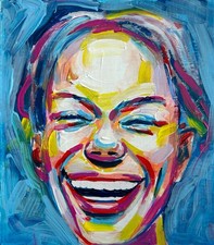 Quadro ritratto espressivo originale - colorato arte moderna di donna