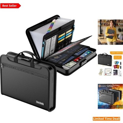 Water-Resistant Accordion File Folder with Tamper-Proof Lock for Document Safety