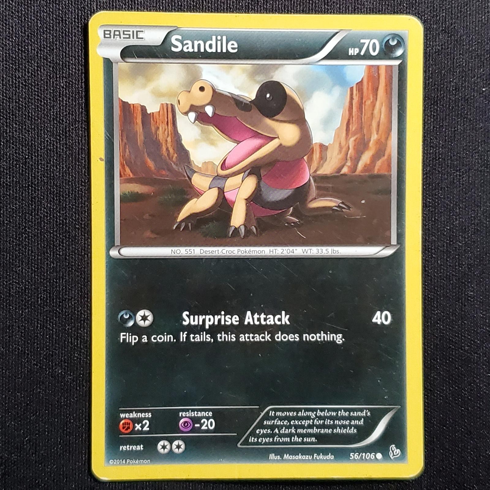 Sandile 56/106 Common Flashfire Pokemon Damaged