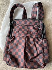 Emmafy Mini Max Roomiest Mini Backpack Checkered Chocolate New Without Tags