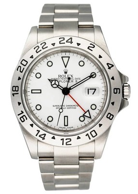 Rolex Explorer II 16570 White Dial Engraved Steel Mens Watch