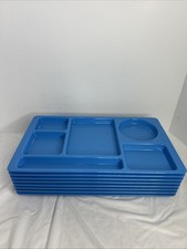 8 Piece Lot Cambro Plastic Trays 915CW Blue Rectangle Stackable Lunchroom USA