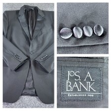 Jos. A. Bank Tuxedo Jacket Mens 46L Black 100 Wool Notch Lapel Formal Blazer