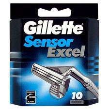 Gillette Sensor Excel Refill Cartridges 10pk 2-Blade Stainless Steel Face