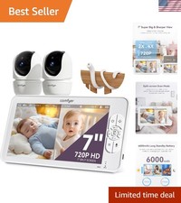 2 Camera Baby Monitor with Remote PTZ, Soothing Sounds  Auto Night Vision
