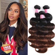 UNICE Chestnut Ombre Body Wave 3 Bundles 14-16" Remy Hair Weave