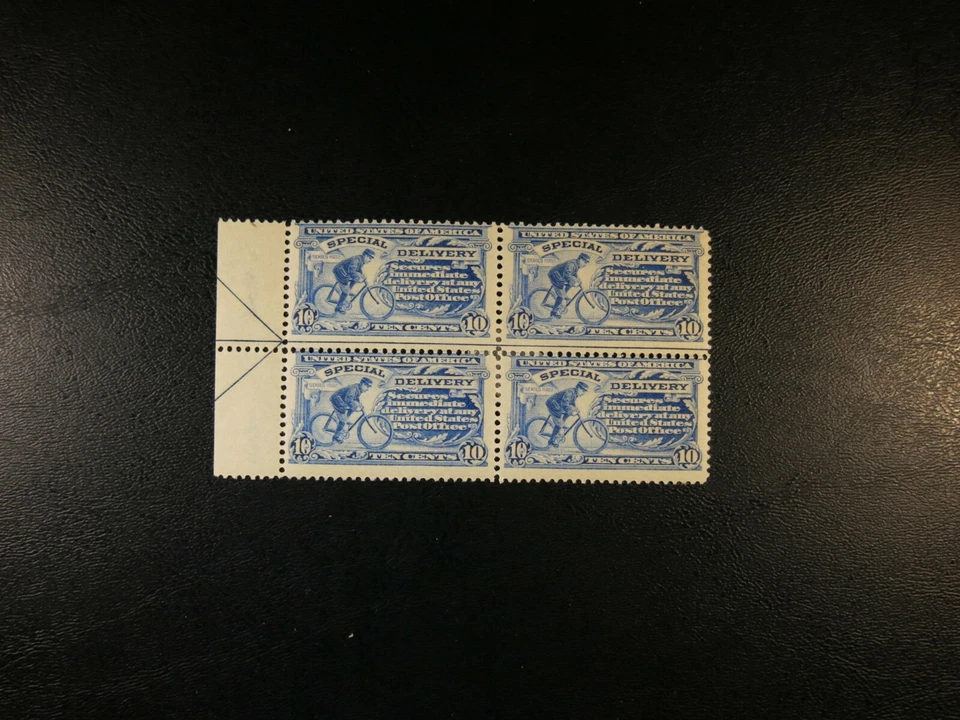 U.S. #E6 1902 10¢ Bicicleta Mensajero Entrega Especial Bloque de 4 Como Nuevo  Foto 4 de 4