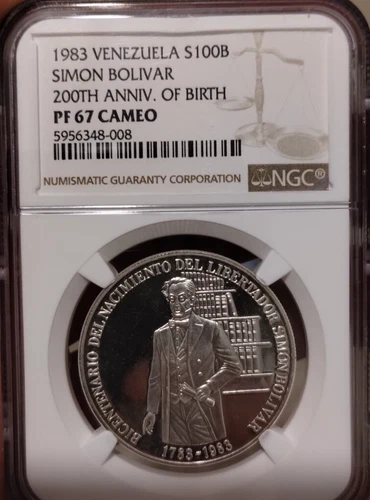 VENEZUELA   1983 -  SIMON BOLIVAR BICENTENNIAL - PF67 NGC