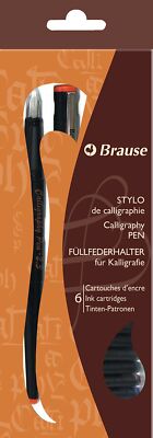 J.Herbin 97423B Füllfederhalter für Kalligraphie 23 mm mit 6 Farbpatronen sch...