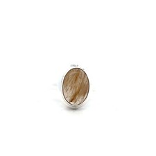 Sterling Silver Rutilated Quartz Ring Size 7.5  Stone 10 x 14 mm