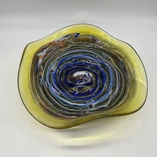 Studio Art Glass 15” Wide Multi Color Consol / Center Piece Bowl