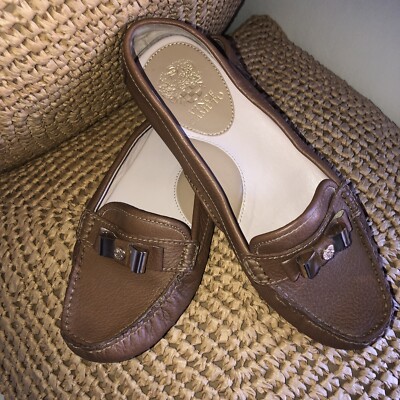 NEW Vince Camuto Palmira leather driving loafers 9 1/2 M 39 1/2 tan gold