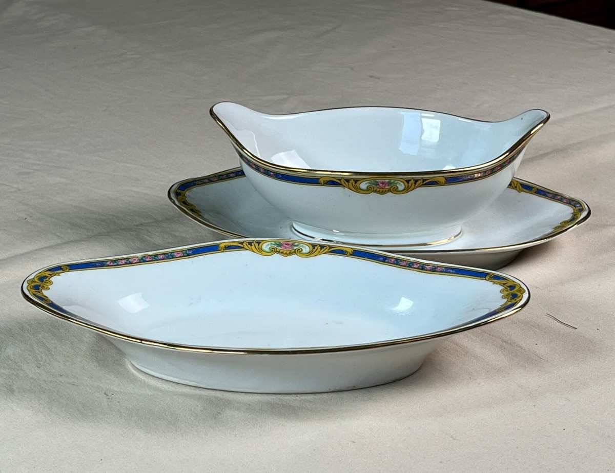 Vintage OLD ABBEY LIMOGES Gravy Boat & Bowl - Joseph Horne