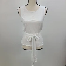 Gap Sleeveless Top Women Medium White Pullover Wrap Tie Burnout