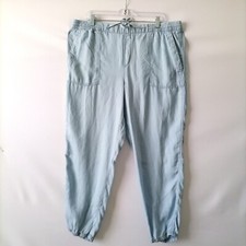 Gap Womens Blue White High Rise Flat Front Striped Jogger Pants Size XL