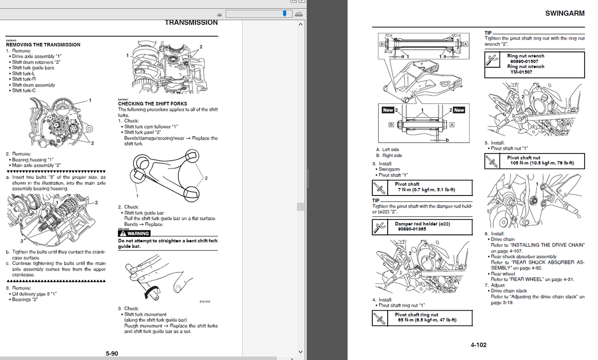 Yamaha MT10 SP (MTN1000D) 2017 SERVICE , Owner's & Parts Manual on