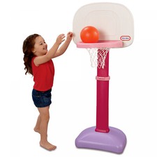 Kids Toy Basketball Hoop Set Pink Toddler Plastic Adjustable Preschool Play Toys