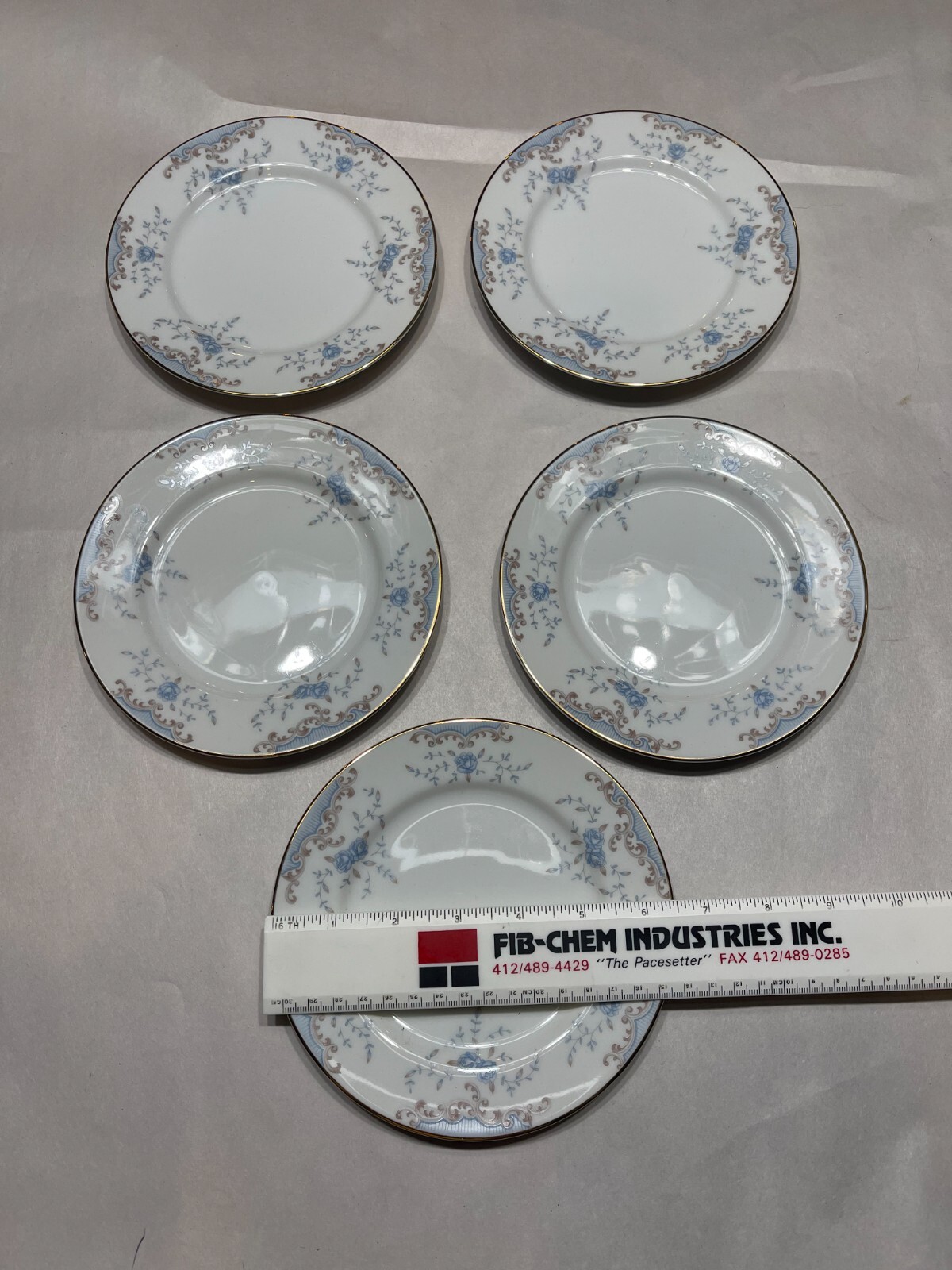 QTy 5 W Dalton Imperial China Seville 5303 White Blue Flowers Plate 6