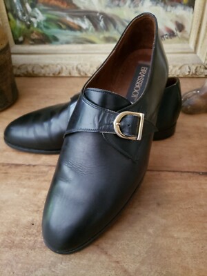 Vintage NEW Brassboot Spain Mens 7 Black Leather Loafer Dress Shoes Sandals NOS Vintage Tassle Loafers -nunn Bush Lites- Men main image 4
