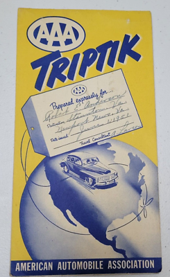 1951 AAA TRIPTIK Staunton to Newport News Virginia Maps