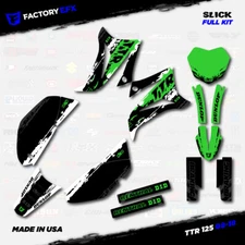 White & Green Slick Racing Graphics Kit fits 08-24 YAMAHA TTR125 TTR 125 decal