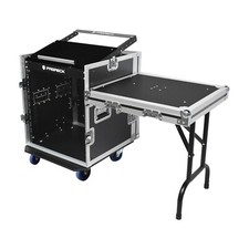 PRORECK 12U Rack Road Case 20" Depth with Slant Mixer Top and One Side Table Box