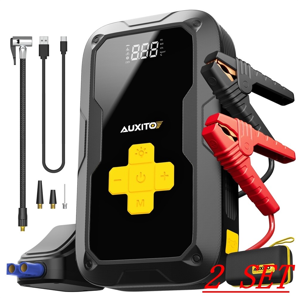 Car Jump Starter with Air Compressor Power Bank Battery Charger Booster 2SET