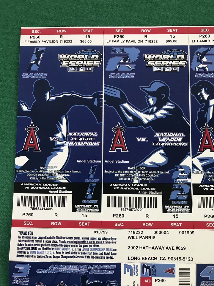 2004 PHANTOM Anaheim Angels AL Championship Ticket Stubs  World Series Red Sox - Image 4 of 4