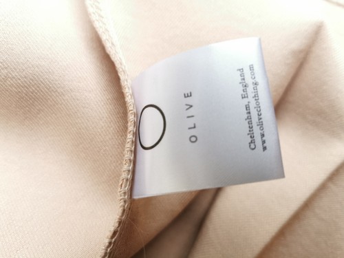 BNWT Olive Clothing UK S/M Women's Beige Deep V Neckline Pleated Lined Dress. - Picture 6 of 6