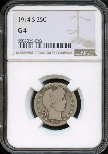 NGC - Barber Quarter - 25c - 1914 S - G-4