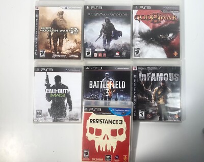 PS3 game lot, Infamous, GOW II, COD MW 2 &3, Battlefield 3, Resistance 3, Shadow