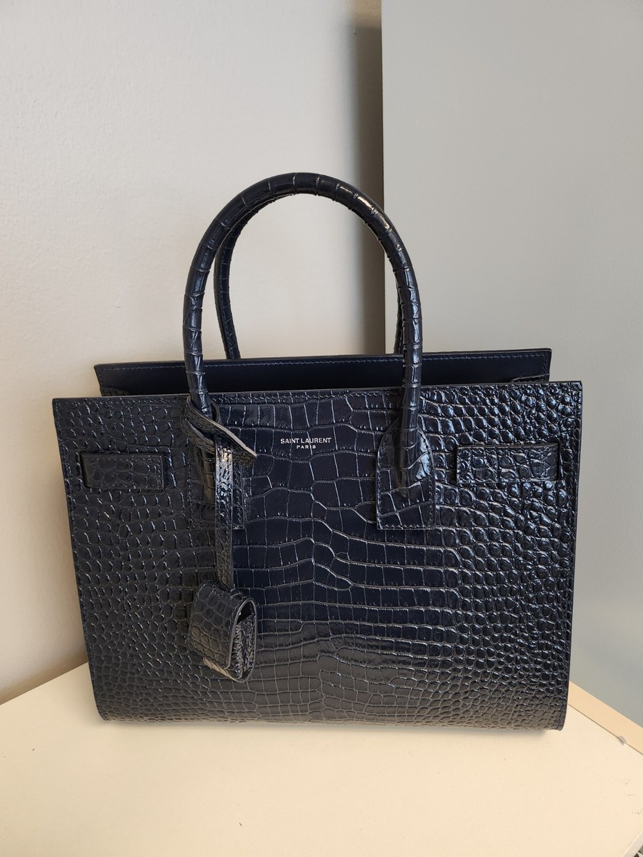 Saint Laurent Sac De Jour Nano in Embossed Crocodile Leather NEW