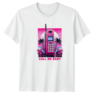 Call Me Baby Retro 80s Handy Palm Synthwave T-Shirt