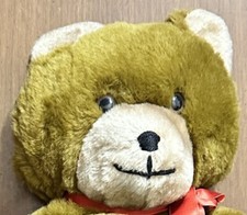 Vtg EDEN TOYS 18 Brown Plush Bear Red Bow Hugging W/ Touch Fastener Hands