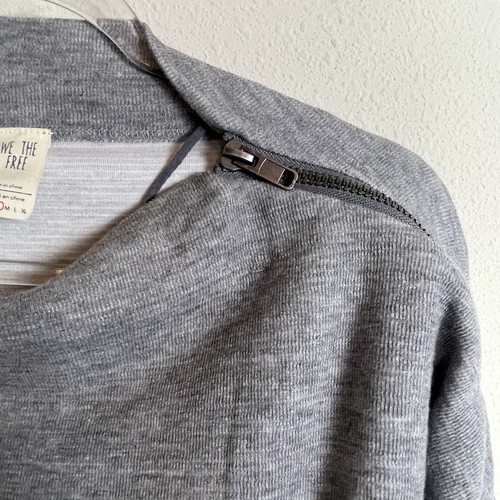 We the Free Nikala Gray Zip Drop Shoulder Dolman Sleeve Shirt - Picture 8 of 8
