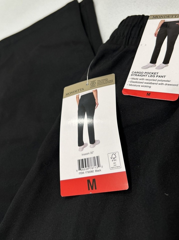 Mondetta Women's Cargo Pocket Straight Leg Pants, Size M, Black eBay