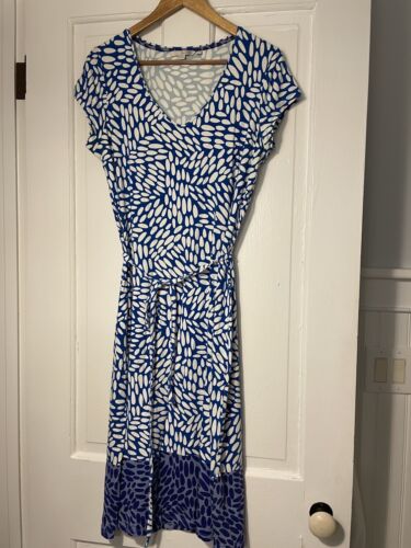 Boden Blue & White  Jersey Midi Dress With Belt 1… - image 1